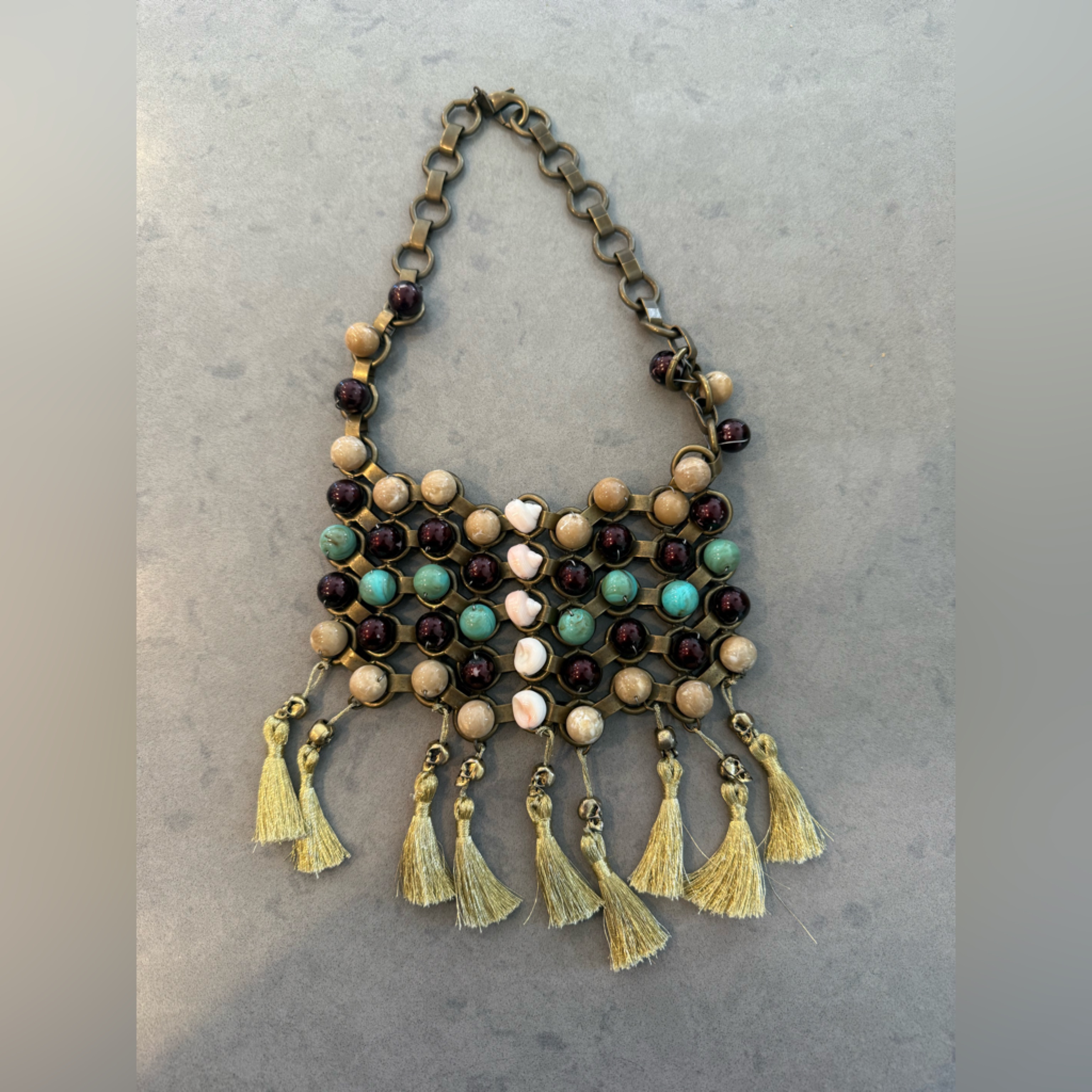 Dannijo Tassel Bib Necklace Featuring Skulls And Shells